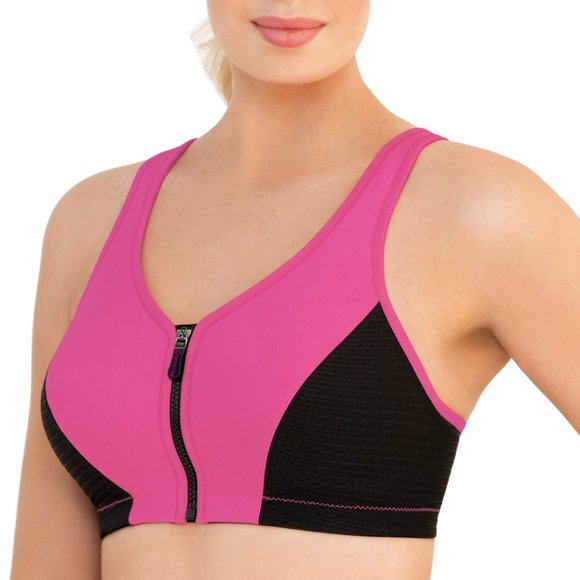 Set of 3! 38B Glamorise SPORT Bra (HIGH-IMPACT) Pink (RACERBACK) T-Back Zip NEW - Picture 9 of 16